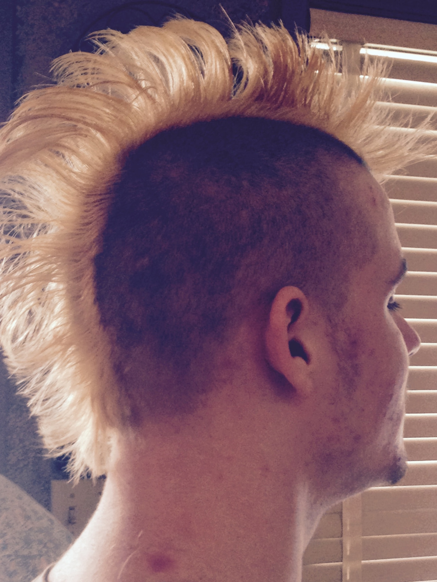 Bleached blonde mohawk style